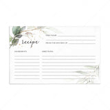 Chic Gold and Greenery Recipe Cards Printable by LittleSizzle