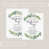 Please make an alphabet page for baby book sign greenery by LittleSizzle