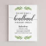 Printable headband instructions sign green leaves by LittleSizzle