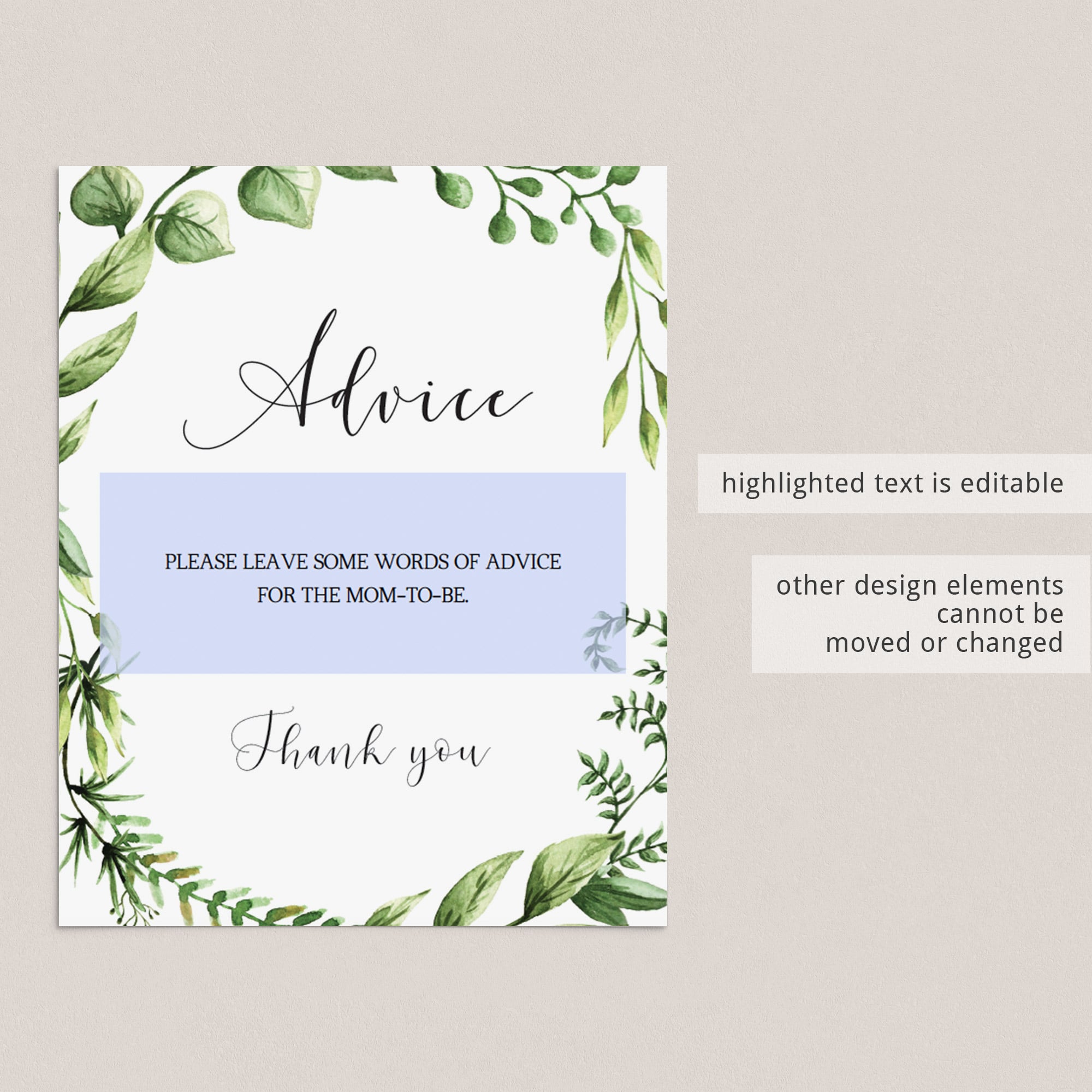Editable baby shower decor advice table corner template by LittleSizzle