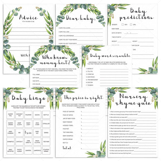 Popular baby shower games printable green leaves by LittleSizzle