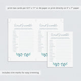 Baby Shower Word Scramble Game with Answers