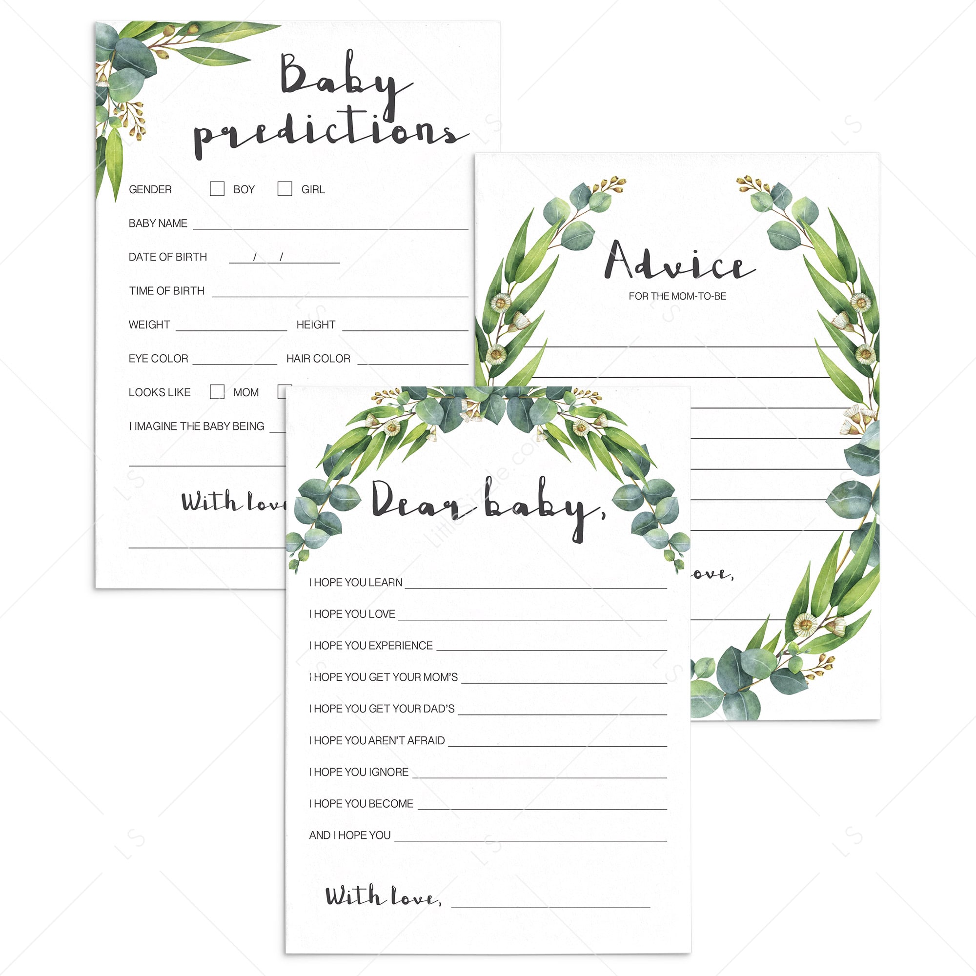 Greenery baby shower games printable by LittleSizzle
