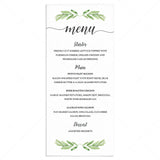 Greenery Menu Card Template by LittleSizzle