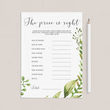 Watercolor Botanical Games for Baby Shower Printables