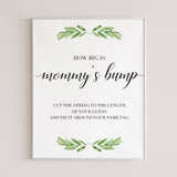 Greenery Baby Shower Guess How Big Is Mommy's Bump Game