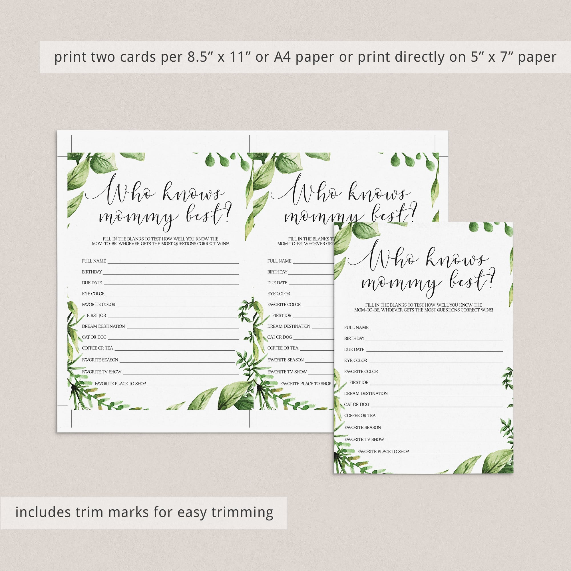 Who knows mommy babyshower game printable download by LittleSizzle