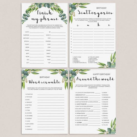 Botanical Birthday Games Bundle For Women Printable by LittleSizzle