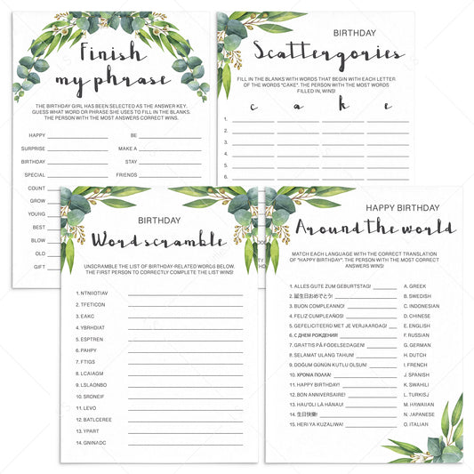 Botanical Birthday Games Bundle For Women Printable by LittleSizzle