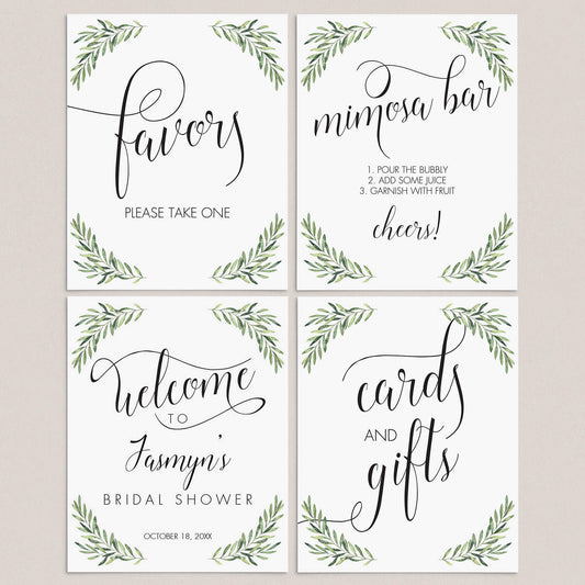 Bridal Shower Sign Bundle Printable Greenery Theme by LittleSizzle