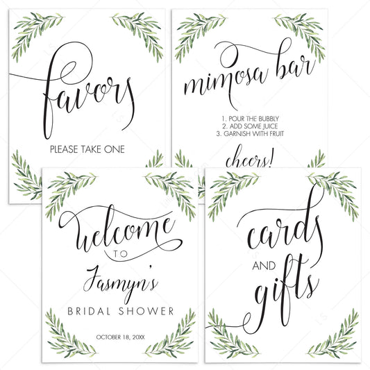 Bridal Shower Sign Bundle Printable Greenery Theme by LittleSizzle