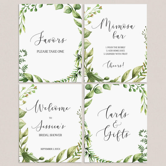Greenery Bridal Shower Decor Signs Pack Printable by LittleSizzle