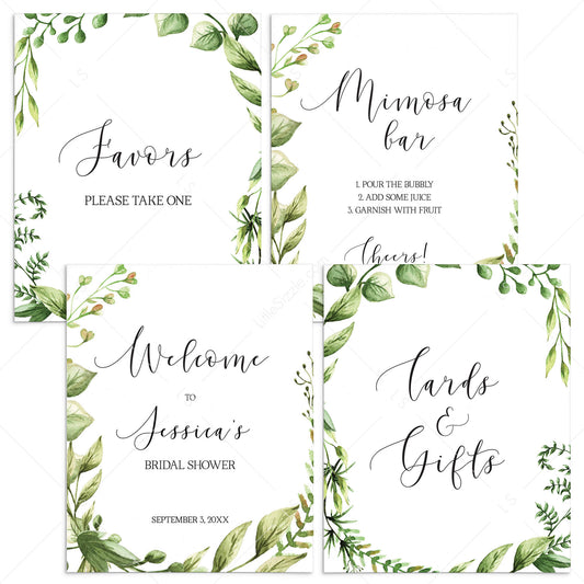 Greenery Bridal Shower Decor Signs Pack Printable by LittleSizzle