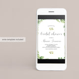Greenery Bridal Shower Invitation Template Instant Download