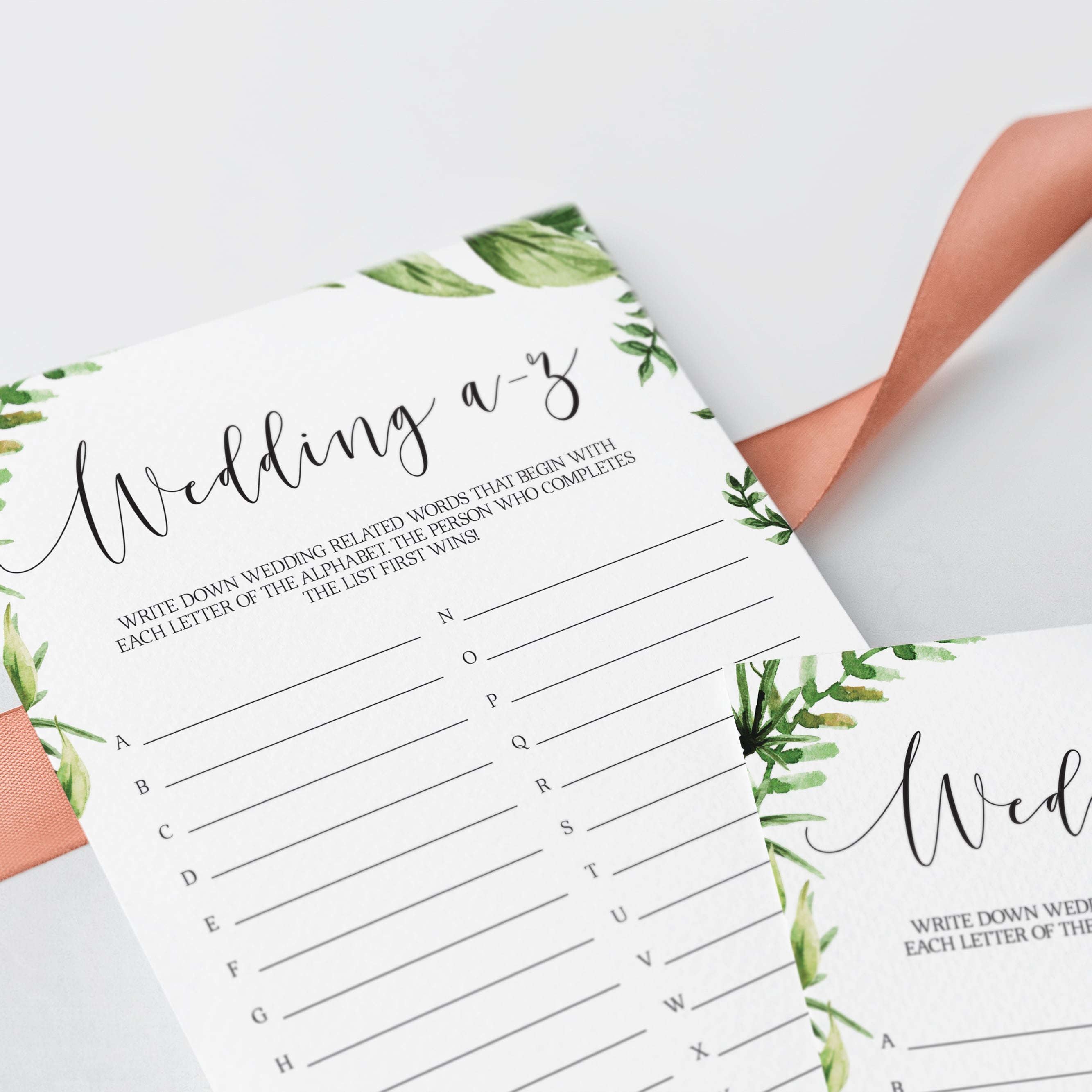 greenery bridalshower games printables