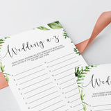 greenery bridalshower games printables