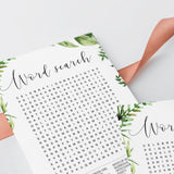 watercolor spring leaves bridal shower games printables