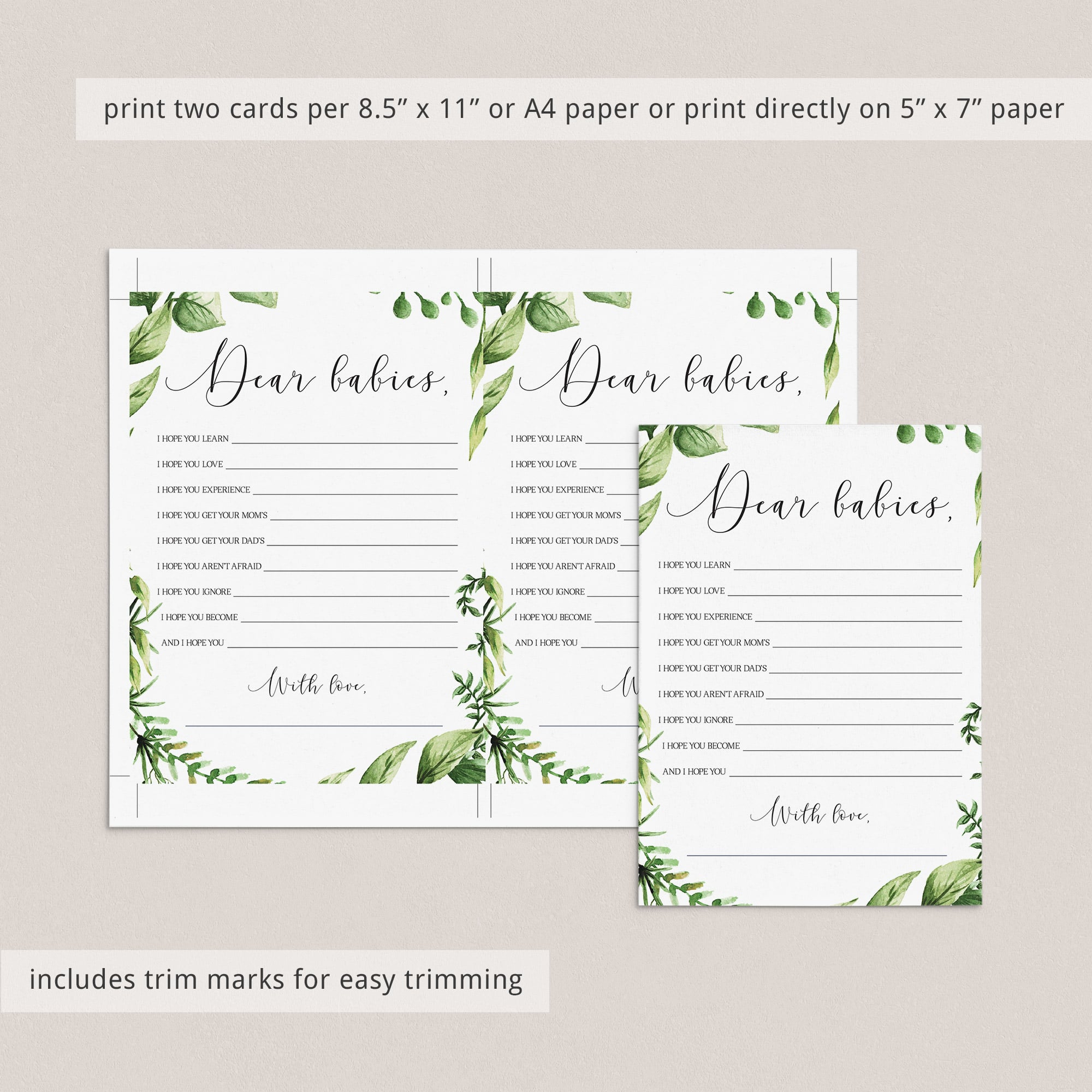 Dear babies twin baby shower printable cards by LittleSizzle