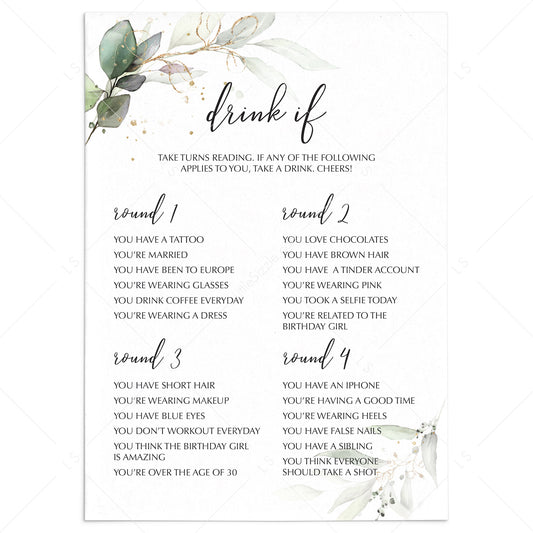 Drinking Game for Ladies Birthday Party Printable by LittleSizzle
