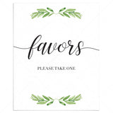 Printable favors sign for greenery themed baby shower by LittleSizzle