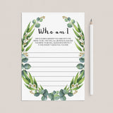 Greenery Wreath Bridal Shower Memory Game Printable by LittleSizzle