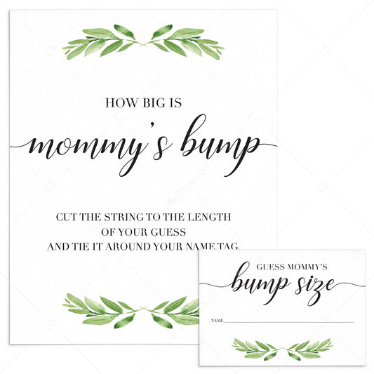 Greenery baby shower game how big is mommys belly printable by LittleSizzle