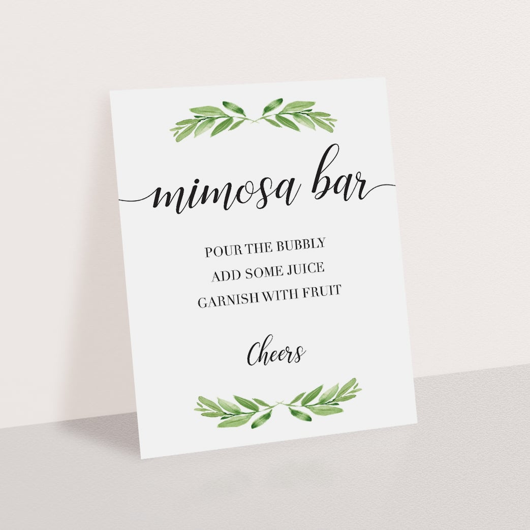 Greenery mimosa bar table sign by LittleSizzle