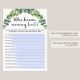 8 Virtual Baby Shower Games Greenery Instant Download