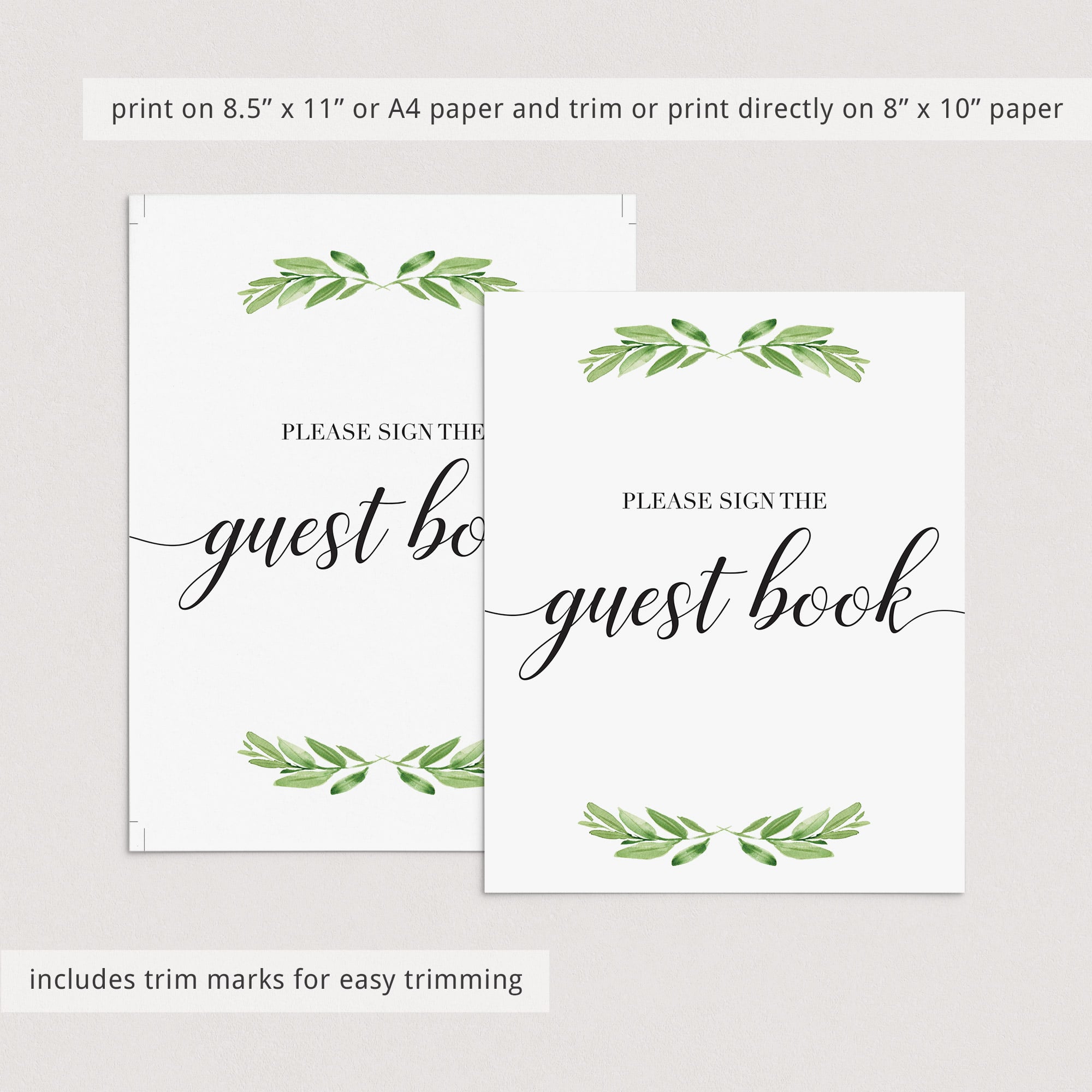 Green wedding decorations printable guest book table signby LittleSizzle