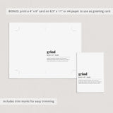 Grind Definition Print Instant Download