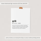 Grit Definition Print Digital Download