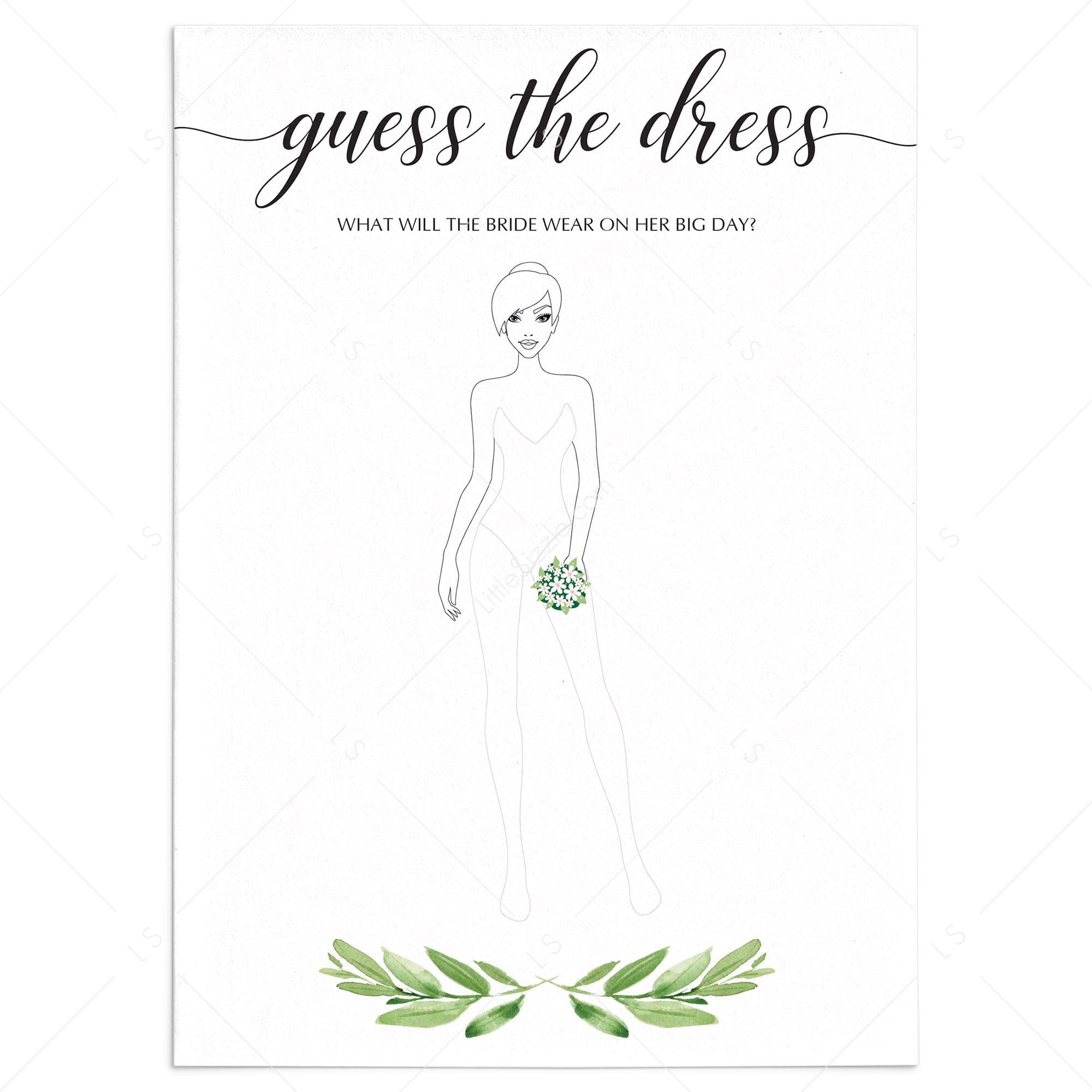 Bridal Shower Games Guess The Dress Printed For You -  Portugal