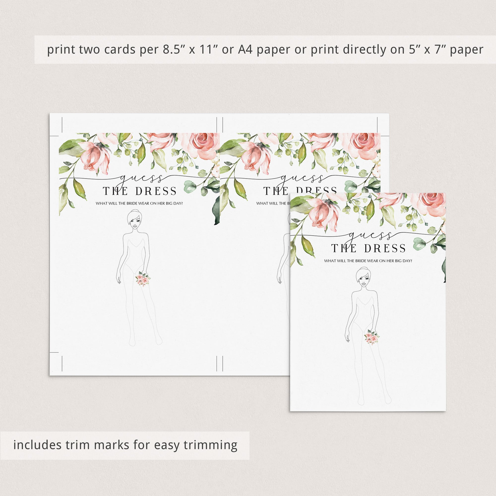 draw the dress wedding shower game instant download