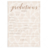 Baby prediction cards with giraffe pattern for safari baby shower by LittleSizzle