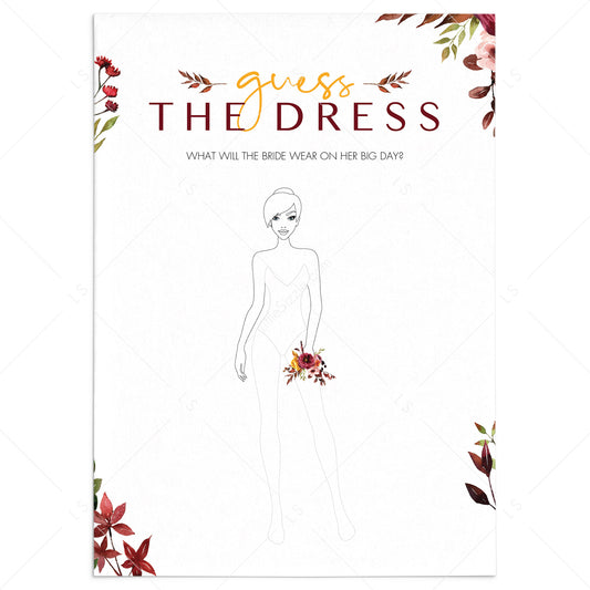 Fall Wedding Shower Activity Guess The Wedding Dress by LittleSizzle