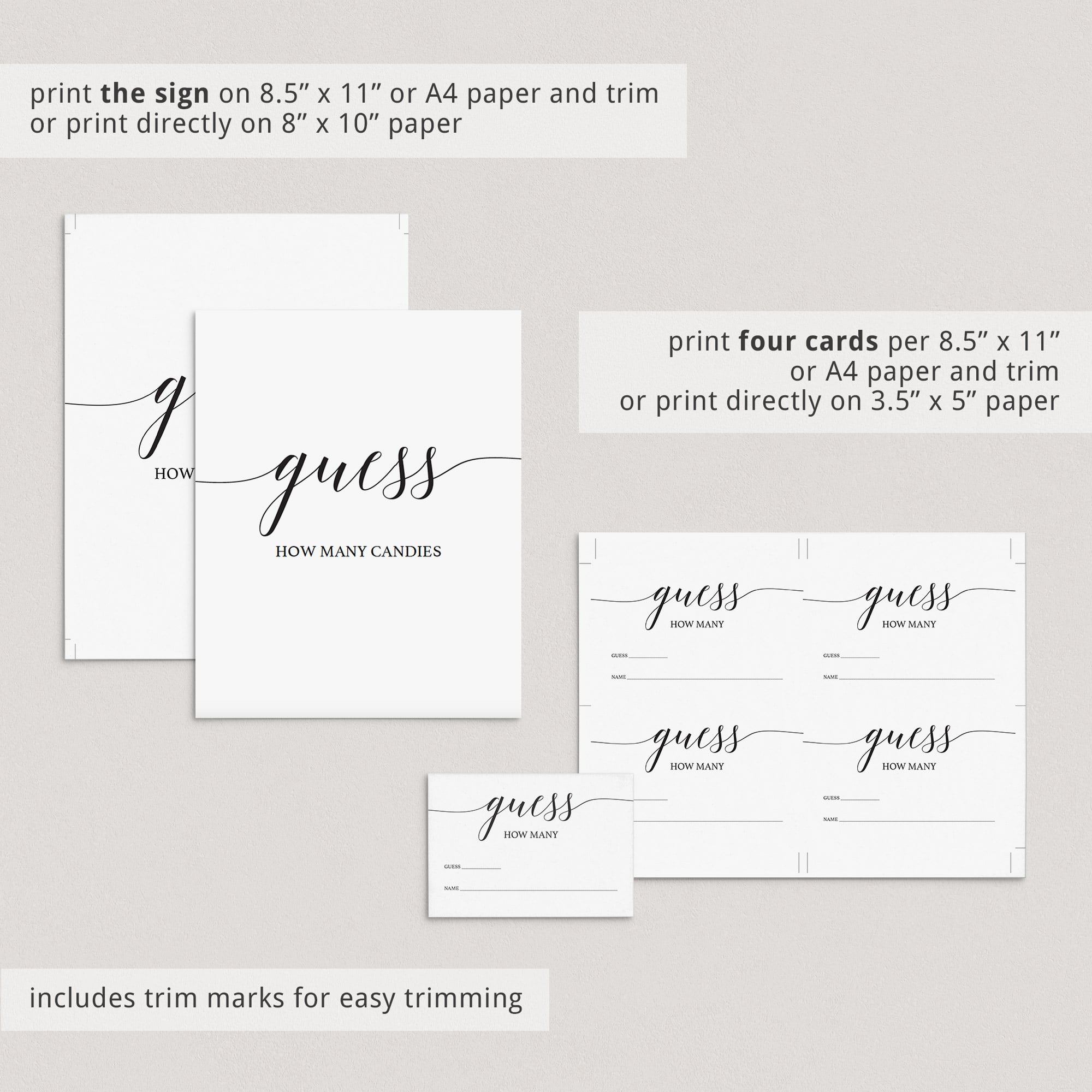 Printable guess how many game template by LittleSizzle