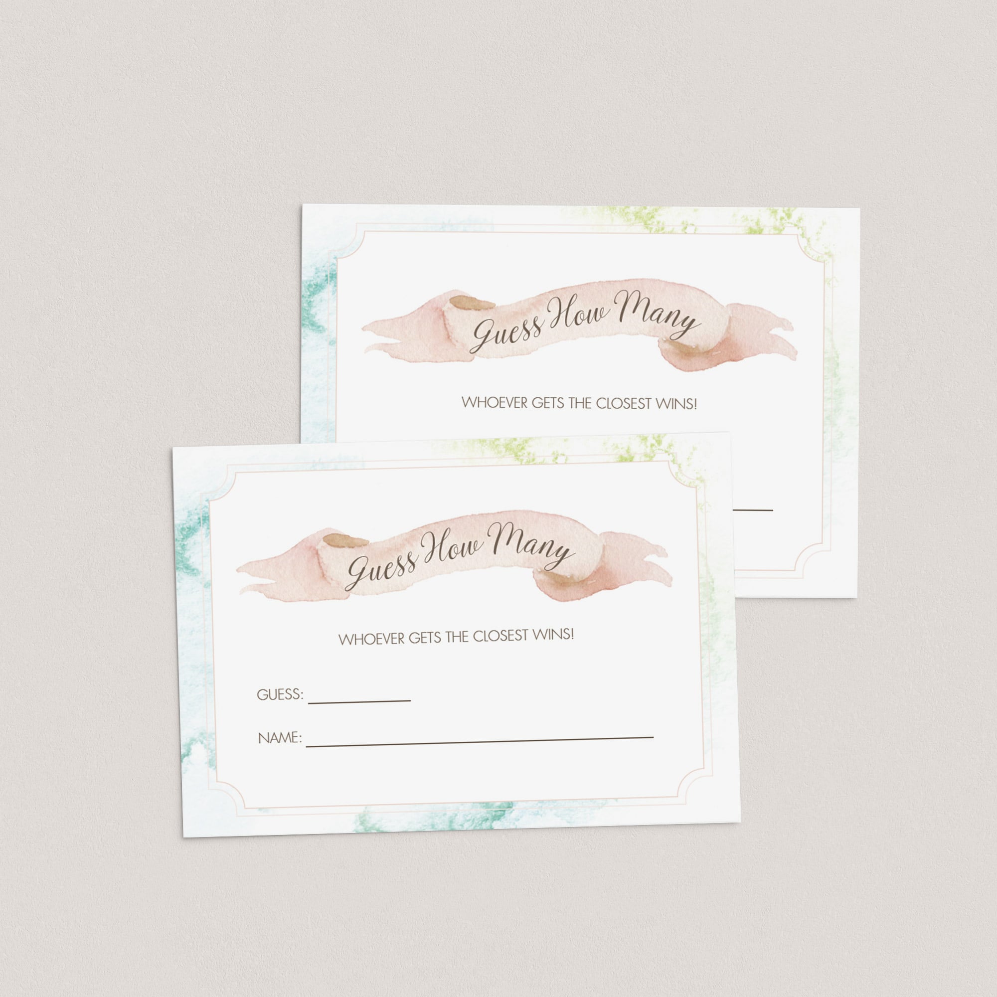 DIY baby shower guessing cards printable blush pink by LittleSizzle