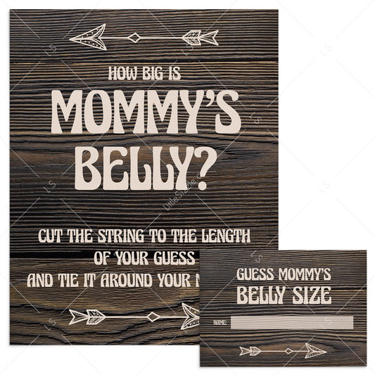Guess mommy's belly size printable sign and cards rustic theme by LittleSizzle