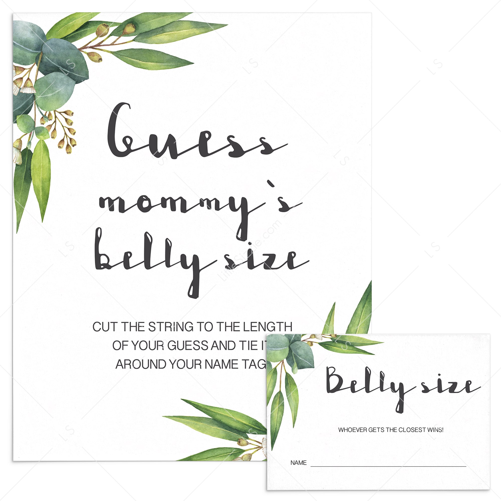 Botanical baby shower guess mommy's belly size game by LittleSizzle