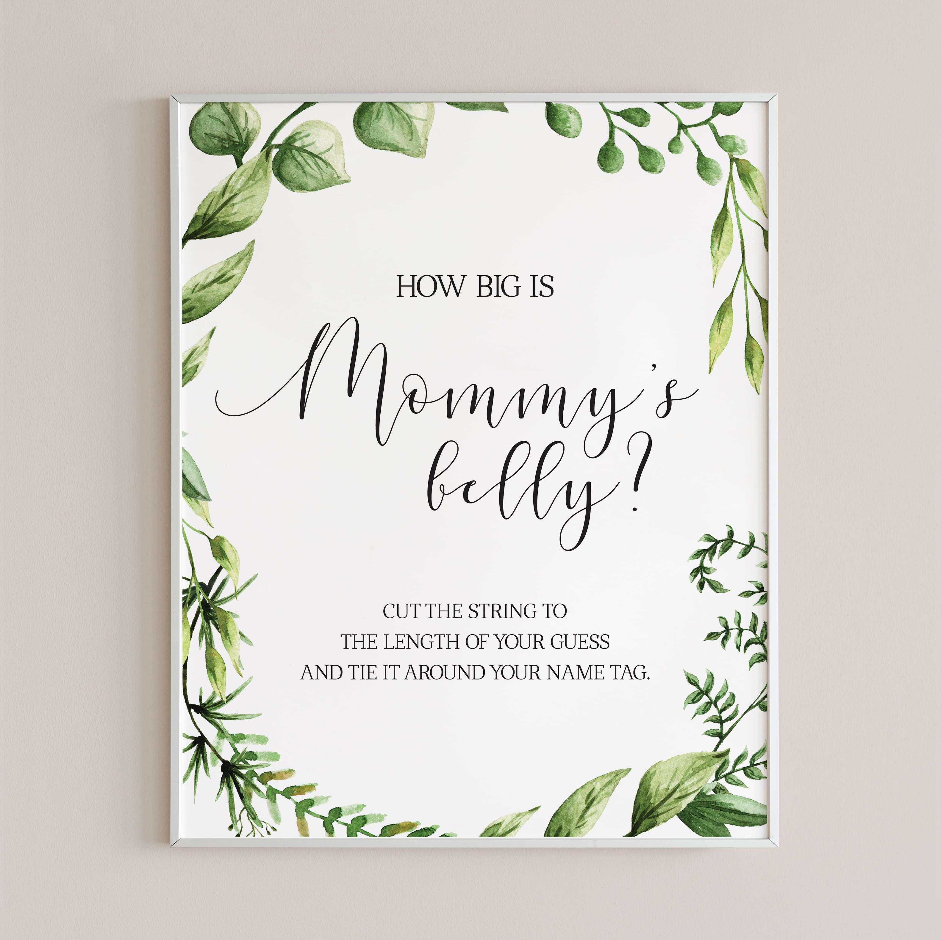 Printable belly size cards for gender neutral baby shower by LittleSizzle