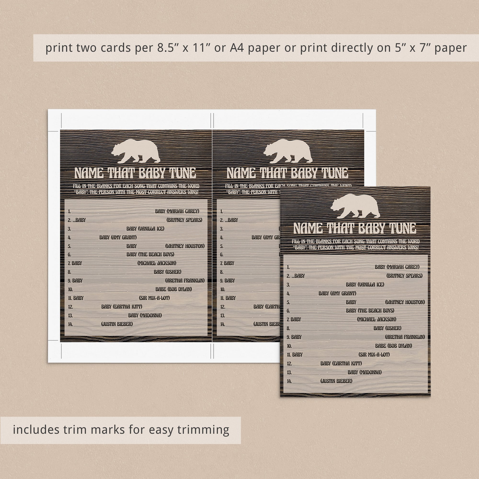 Printable name the baby song baby shower game for boys by LittleSizzle