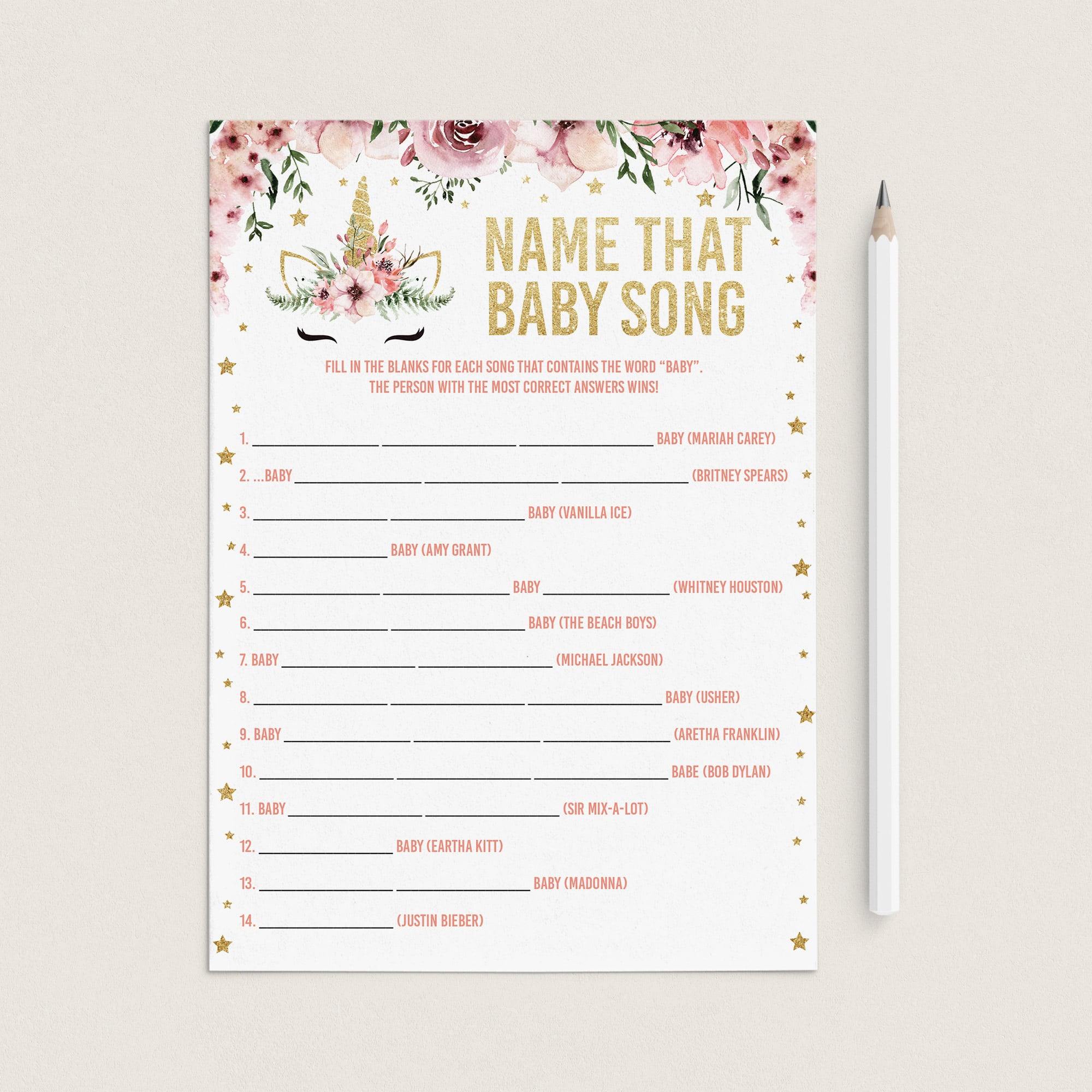 Printable name that baby song game for girl baby party by LittleSizzle