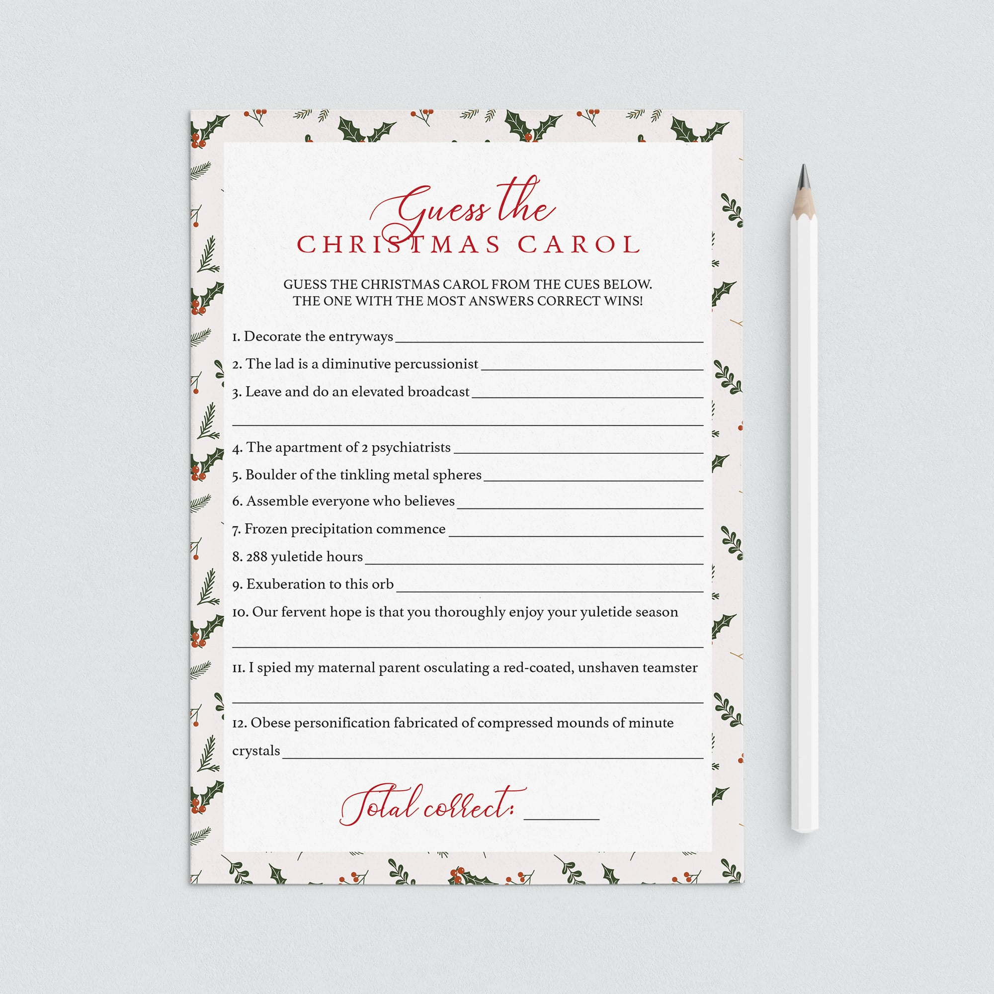 Christmas Songs Game Printable by LittleSizzle