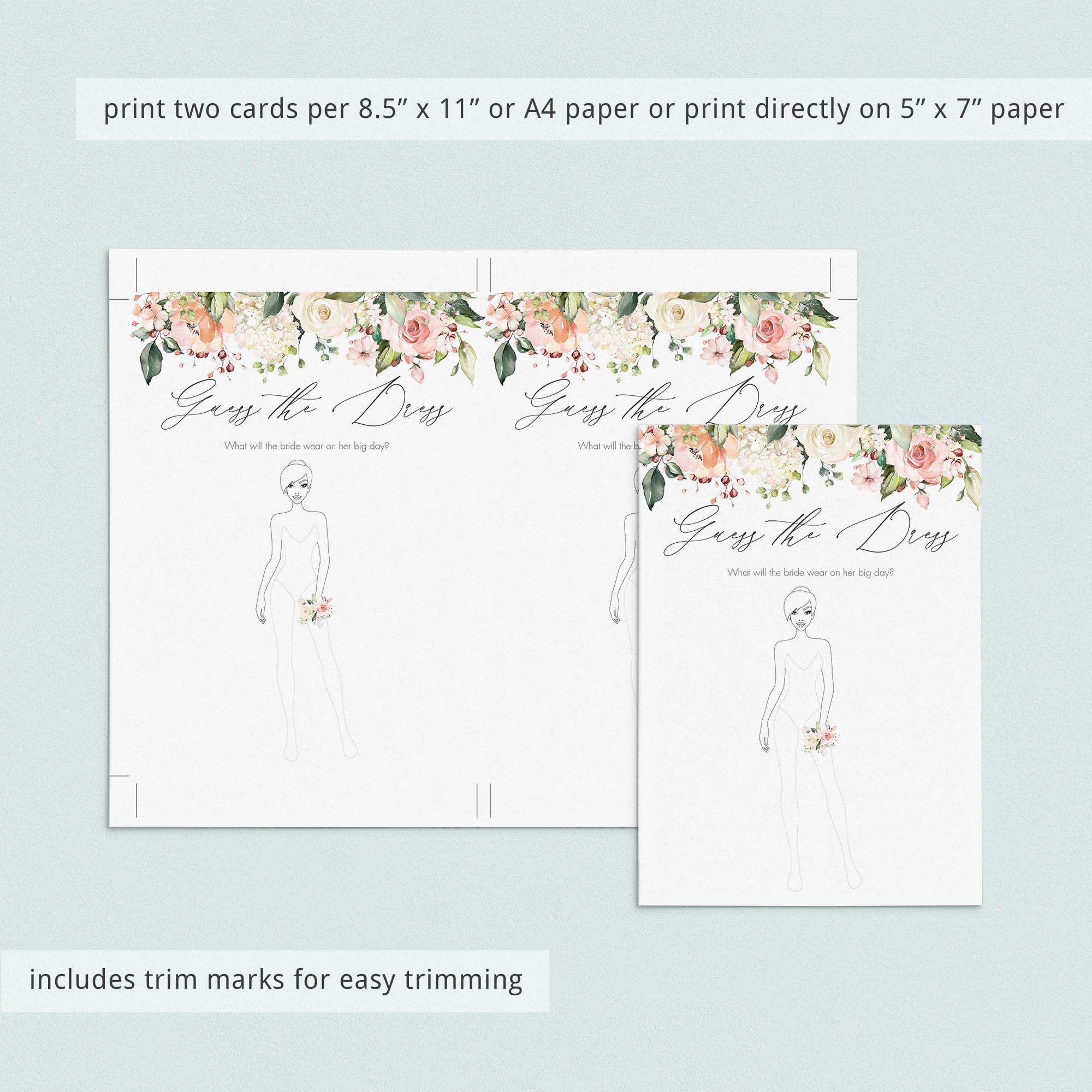printable guess the dress bridal shower game template