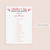 Valentine's Day Romantic Movie Quotes Game Instant Download