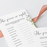 Watercolor green leaf baby shower game instant download by LittleSizzle