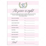 Girl baby shower The price is right game printable by LittleSizzle