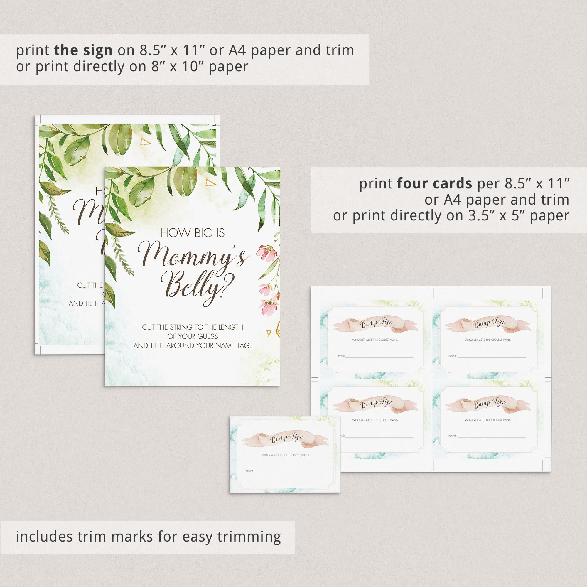 Green leaf baby shower games printable by LittleSizzle