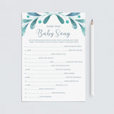 Watercolor Blue Baby Shower Game Guess The Song by LittleSizzle