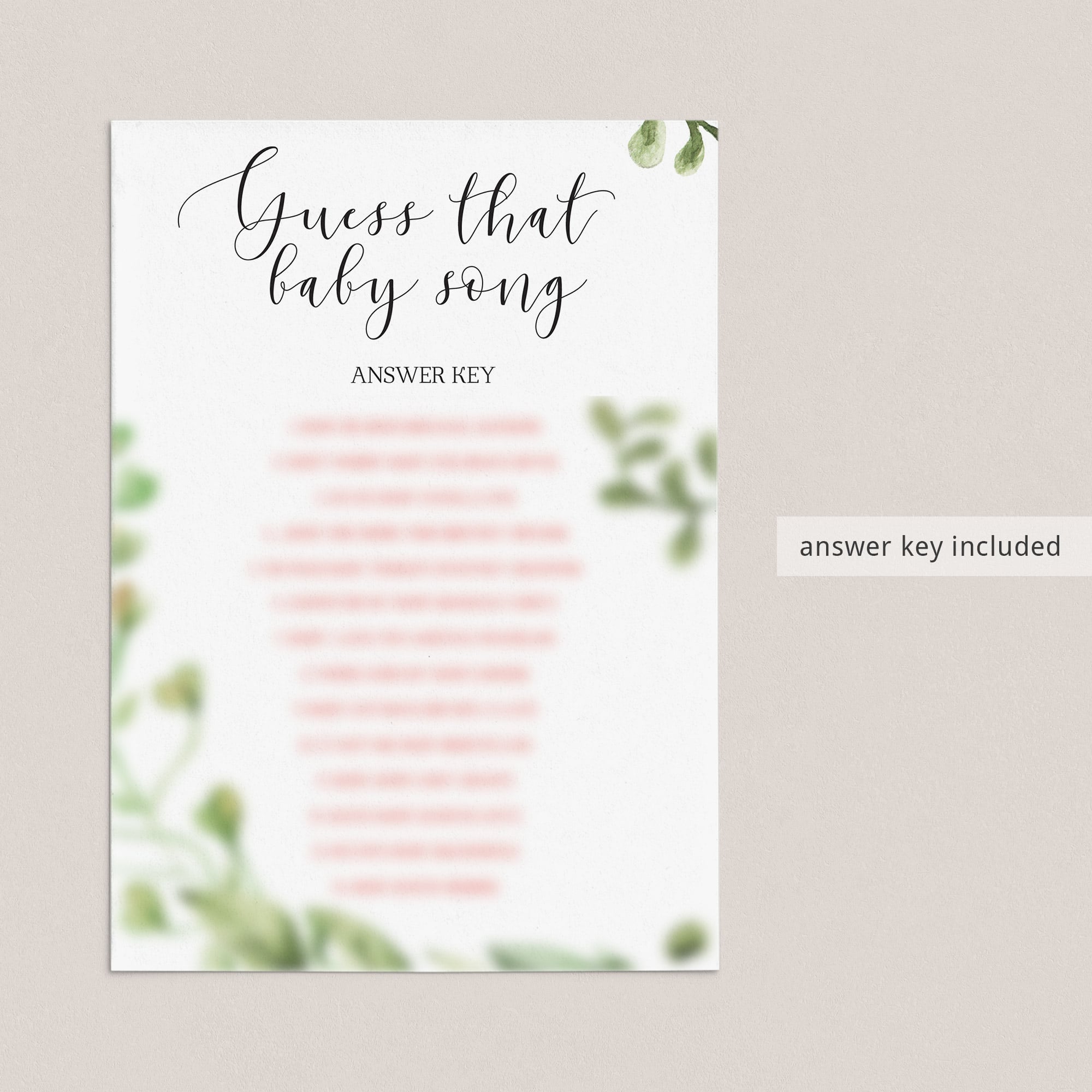 Printable guess the song baby shower game instant download by LittleSizzle